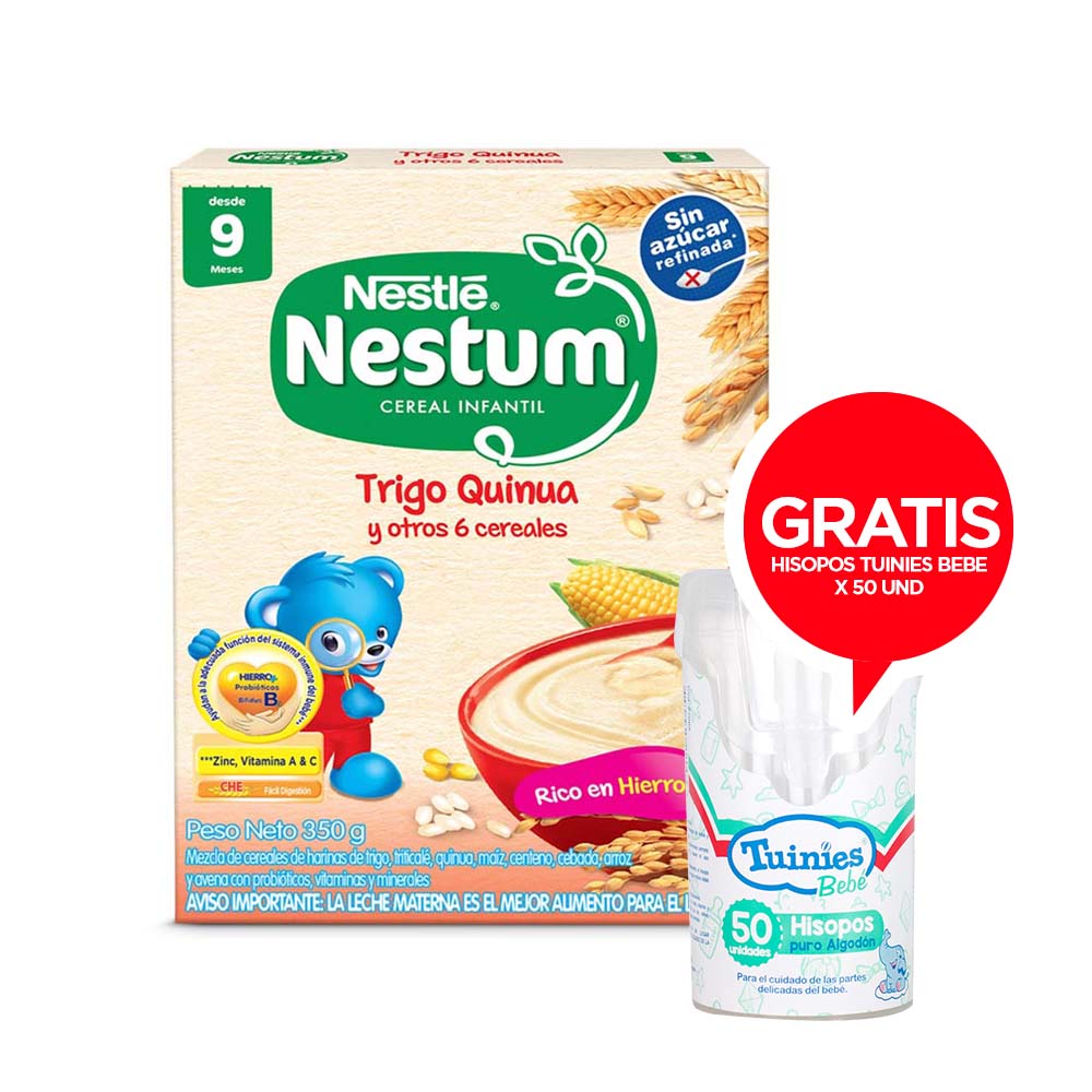 NESTUM trigo quinua CEREAL INFANTIL 350GR mas hisopos